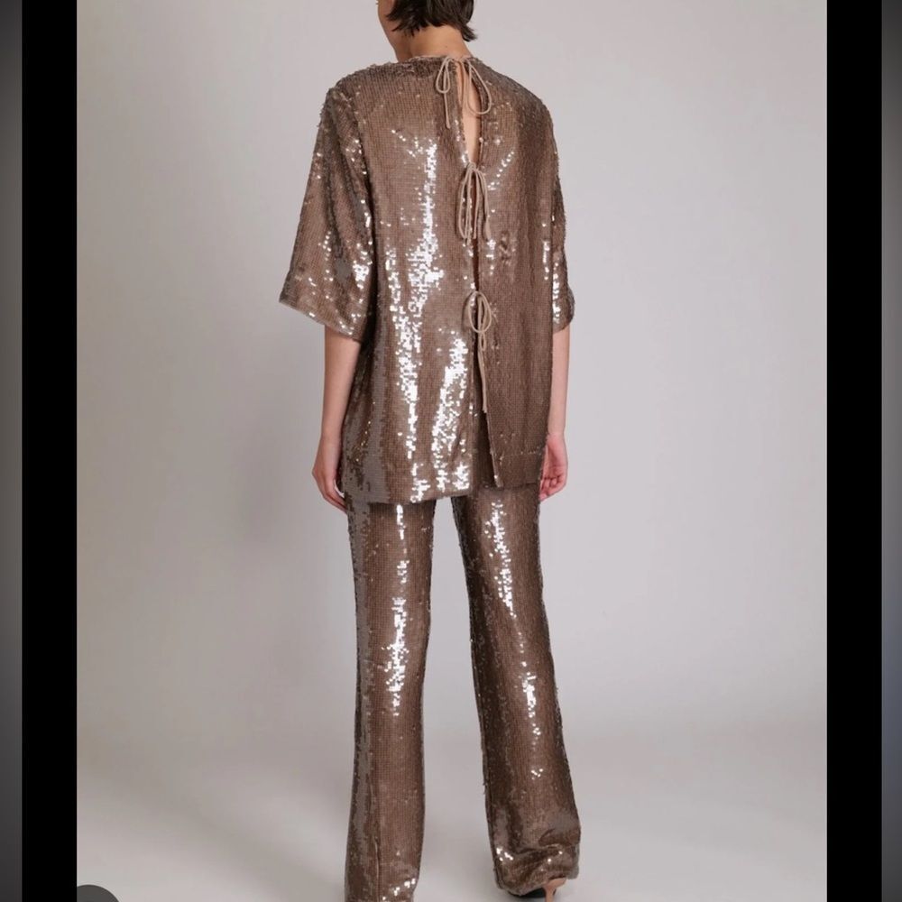 Free People Sabina Musayev Nancy Sequin Top & Pants Set in Chocolate - Picture 4 of 9